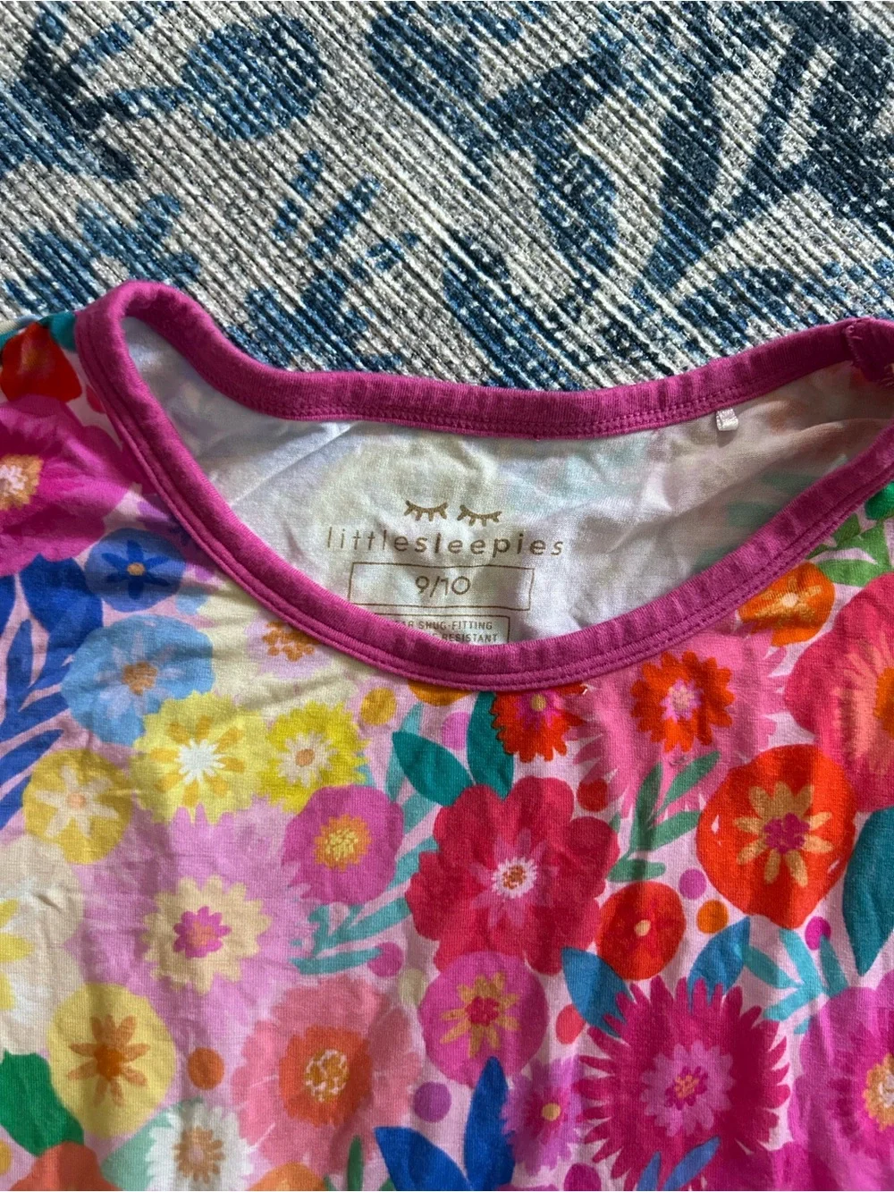 Little Sleepies Rainbow Blooms Pajama Set Girls 9/10 Mother’s Day Floral Bamboo